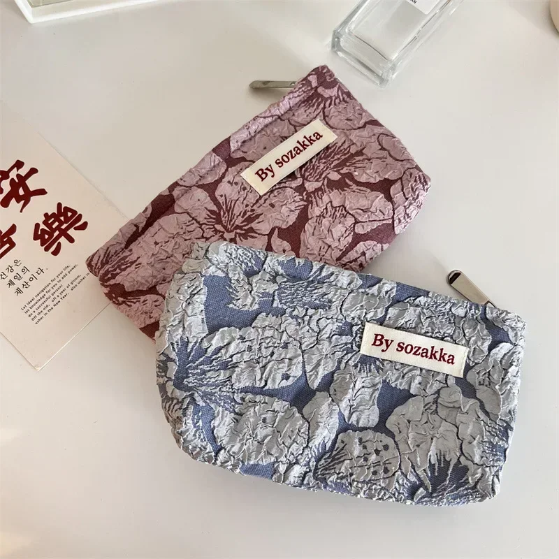 Korean Fashion Flower Travel Cosmetic Storage Bag Kawaii Wallet Women Makeup Kits Handbags Phone Pencil Case Organizer Pouch Bag