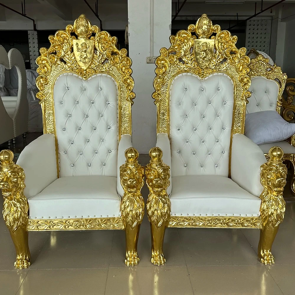 Silla con Respaldo Alto Sofá Boda Oro Real Asiento de Rey para Novios