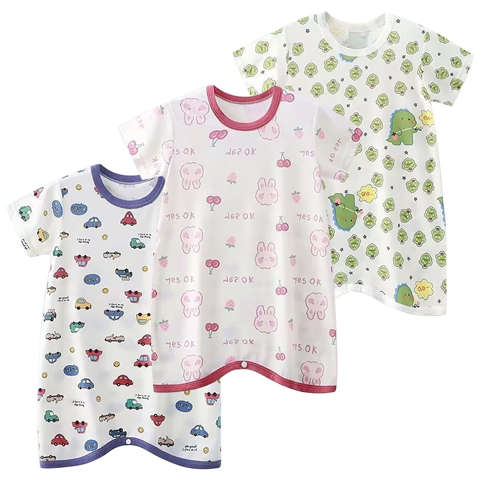 Baby Summer Sleepsuit Thin Ice Silk for Cool Comfort Anti-Kick Feature to Keep Baby Safe Unisex Homewear Sleepwear Robes