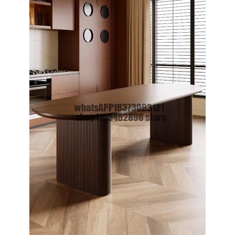 Solid wood dining table in the ancient style, dining table oval to the living room large long desk, work table