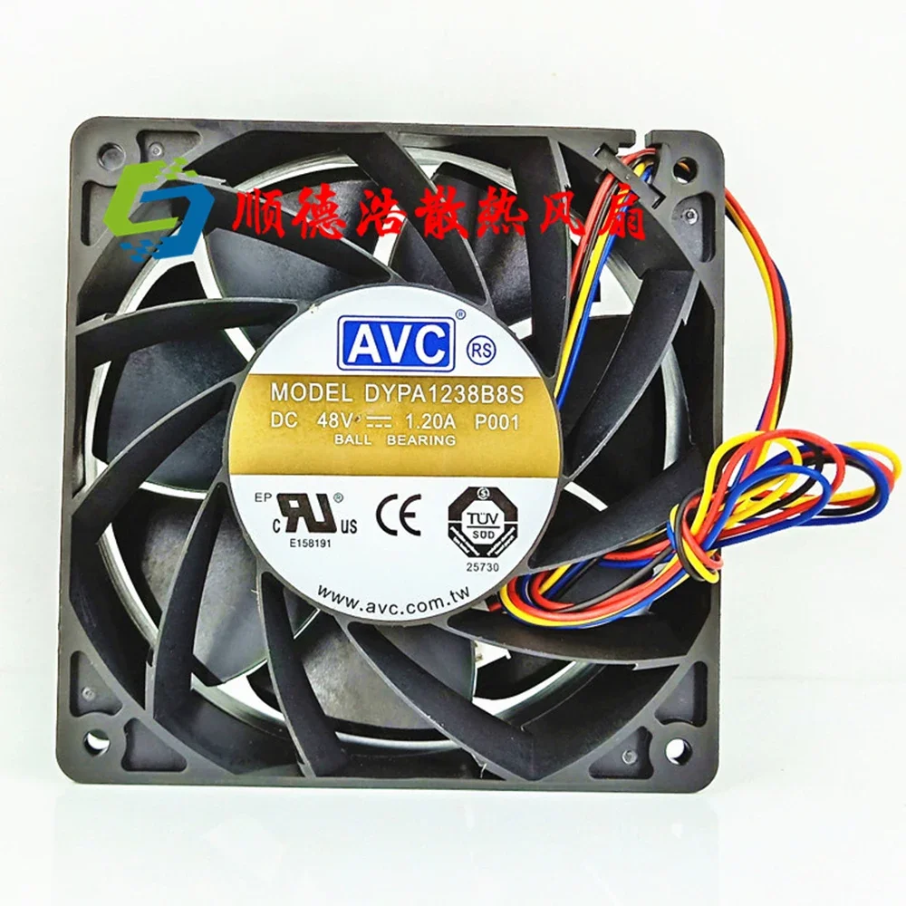 

Original AVC 12038 DYPA1238B8S 48V 1.2A 12CM 4-wire adjustable speed double ball fan 120x120x38mm cooler