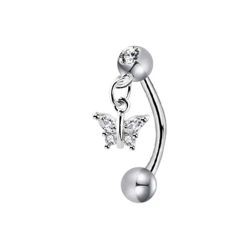 1PCS Butterfly Dangle Eyebrow Piercing Jewelry Star Rook Earring Curved Barbells Moon Eyebrow Ring Tragus Piercing Helix Jewelry