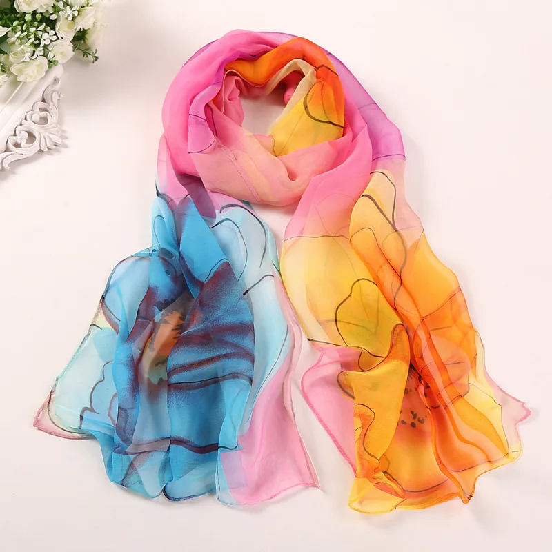 50*160CM New Women\'s Georgette Long Silk Scarf Scarf Wholesale Petanque Scarf