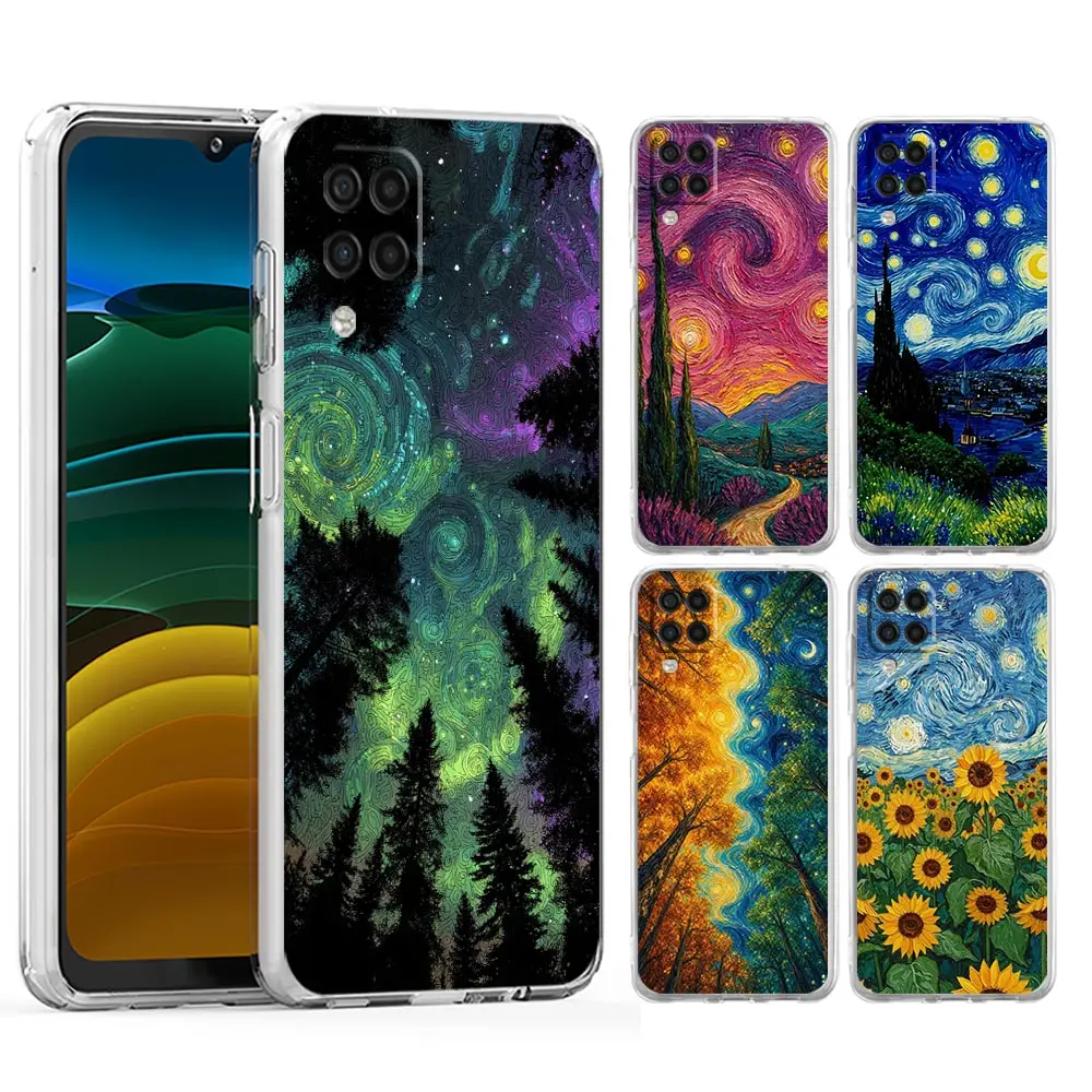 Starry Night Art Painting Phone Case For Samsung A17 A15 A13 A51 A71 A41 A21S A07 A35 A55 A23 A25 A33 A53 A73 A57 A37 5G Cover