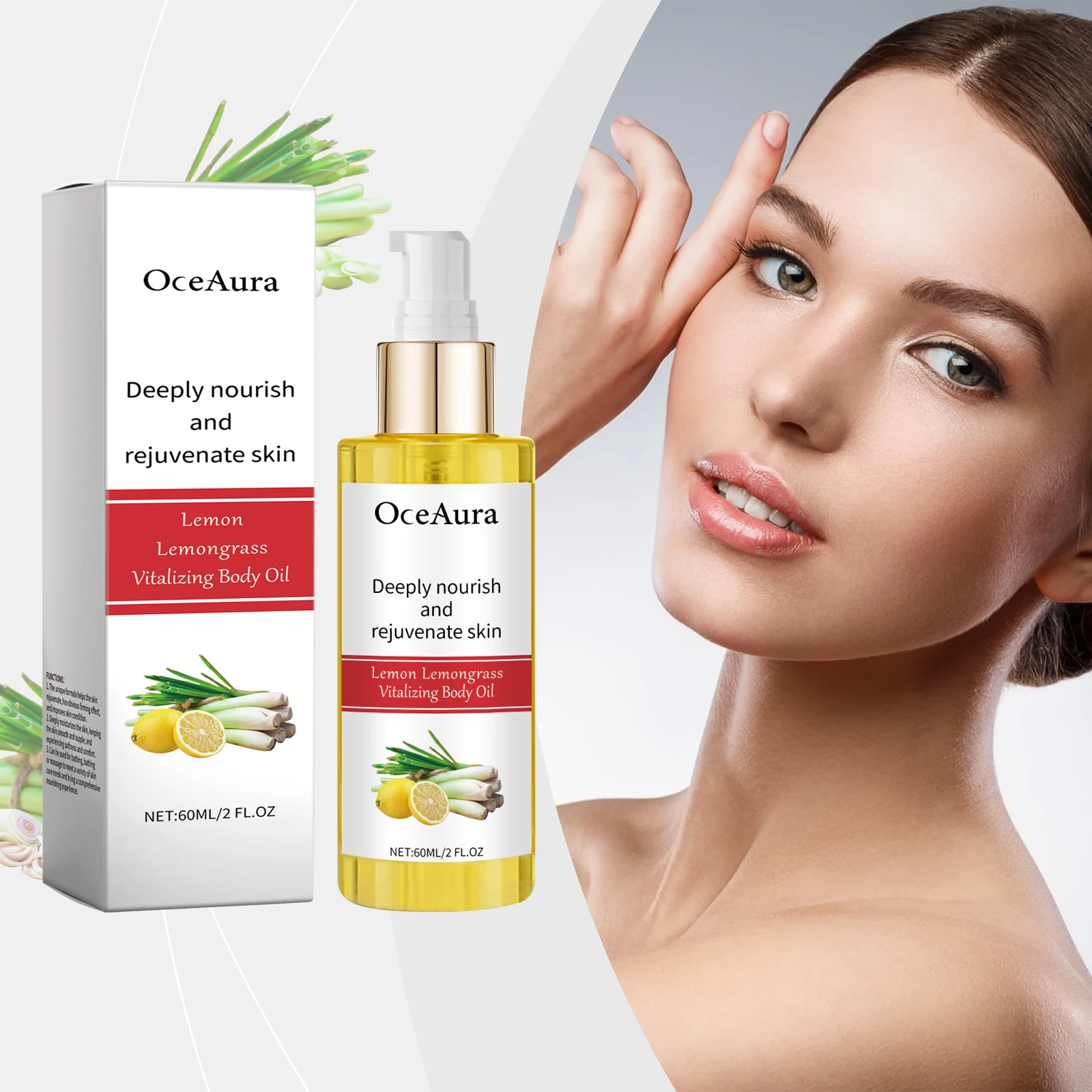 Lemon Lemongrass Vitalizing Body Oil - głęboko odżywczy i odmładzający środek do pielęgnacji suchej skóry - Natural Glow Booste