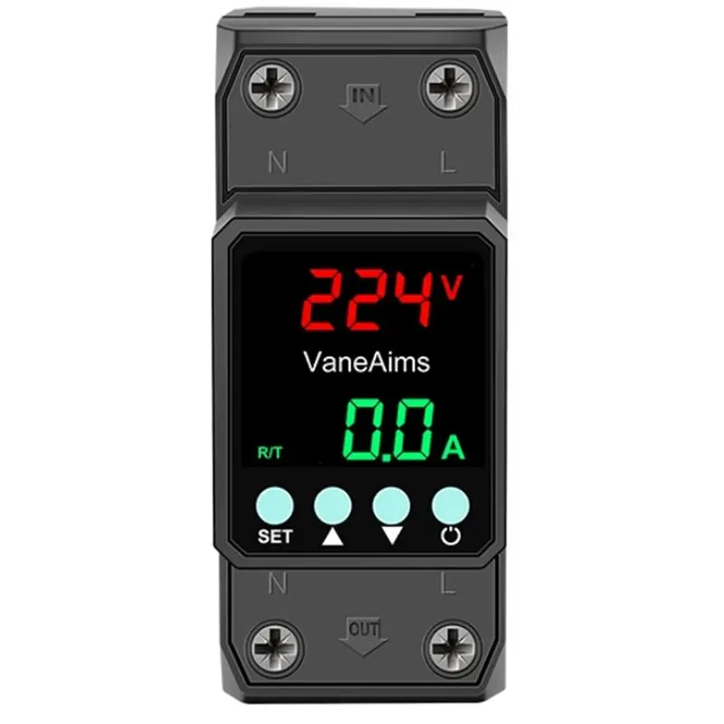BAAG-Voltage Protector Relay 5In1 63A 220V Din Rail Adjustable Over/Under Voltage Protection Device V/A/KWH/Hz/Power B