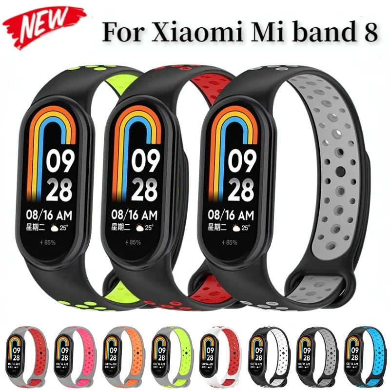 Silicone Strap for Xiaomi Mi Band 8 Soft Sport Smart Watch Accessory Bracelet Wristband for Mi Band 9 Belt Correa Replacement