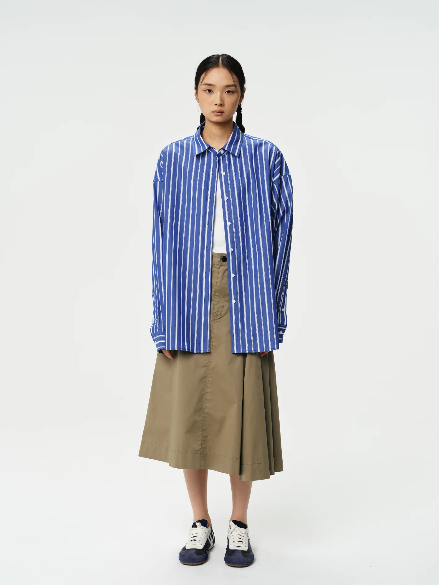 

Женская хлопковая рубашка TEINEIN свободного кроя с длинным рукавом, премиум-класса, модная, в полоску, с дизайном по плечи