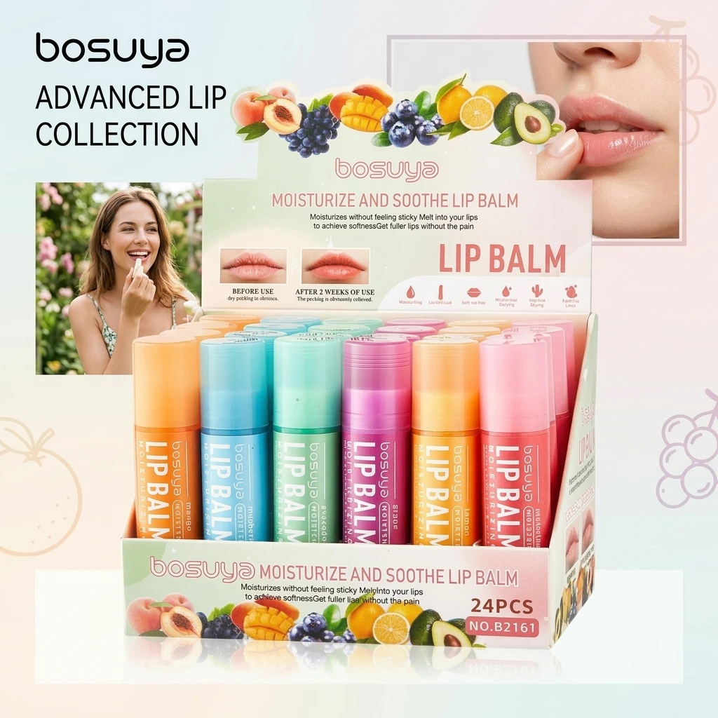 24pcs Assorted Fruit Flavor Lip Balm Set - Hydrating, Nourishing & Prevents Chapped Lips - Care for Dry Lips & Fine Lines