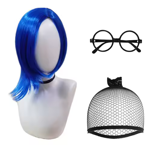 Sadness Wig Short Blue Wig for Women Short Bob Wig Blue Anime Wig for Halloween Cosplay Womens Cosplay Outfit Wig Synthetic Wig
