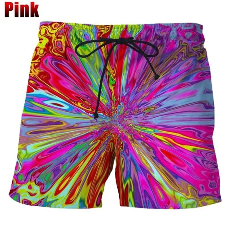 New Summer Fashion Colorful 3D Printed Trippy Psychedelic Abstract Art Men\'s Short Pant Unisex Casual Beach Swimming Shorts