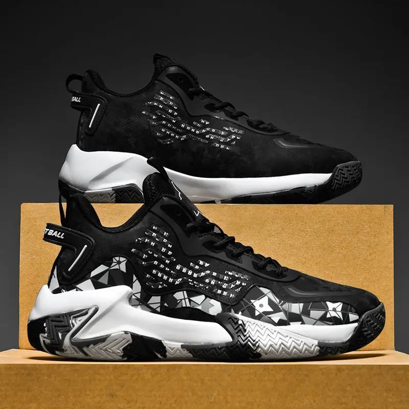 

Hot sale men's high quality wear-resistant mid-top basketball shoes men's brand breathing boys fitness basketball boots