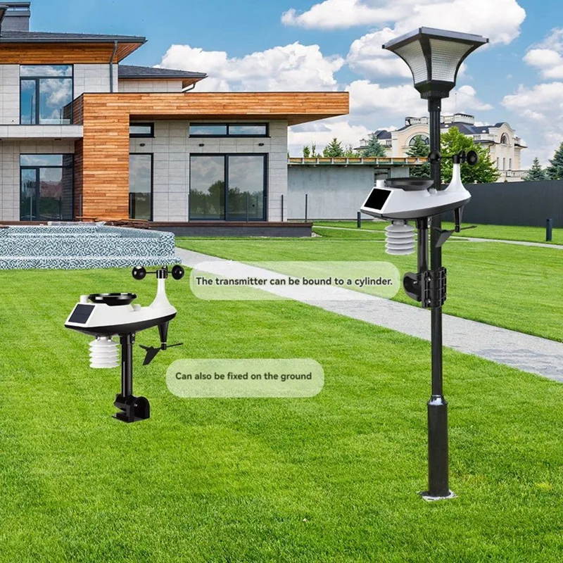 Tuya Weather Station Alarm Wifi Digital Wind Speed Direction Rainfall Light Index Air Quality Temperature Humidity Meter