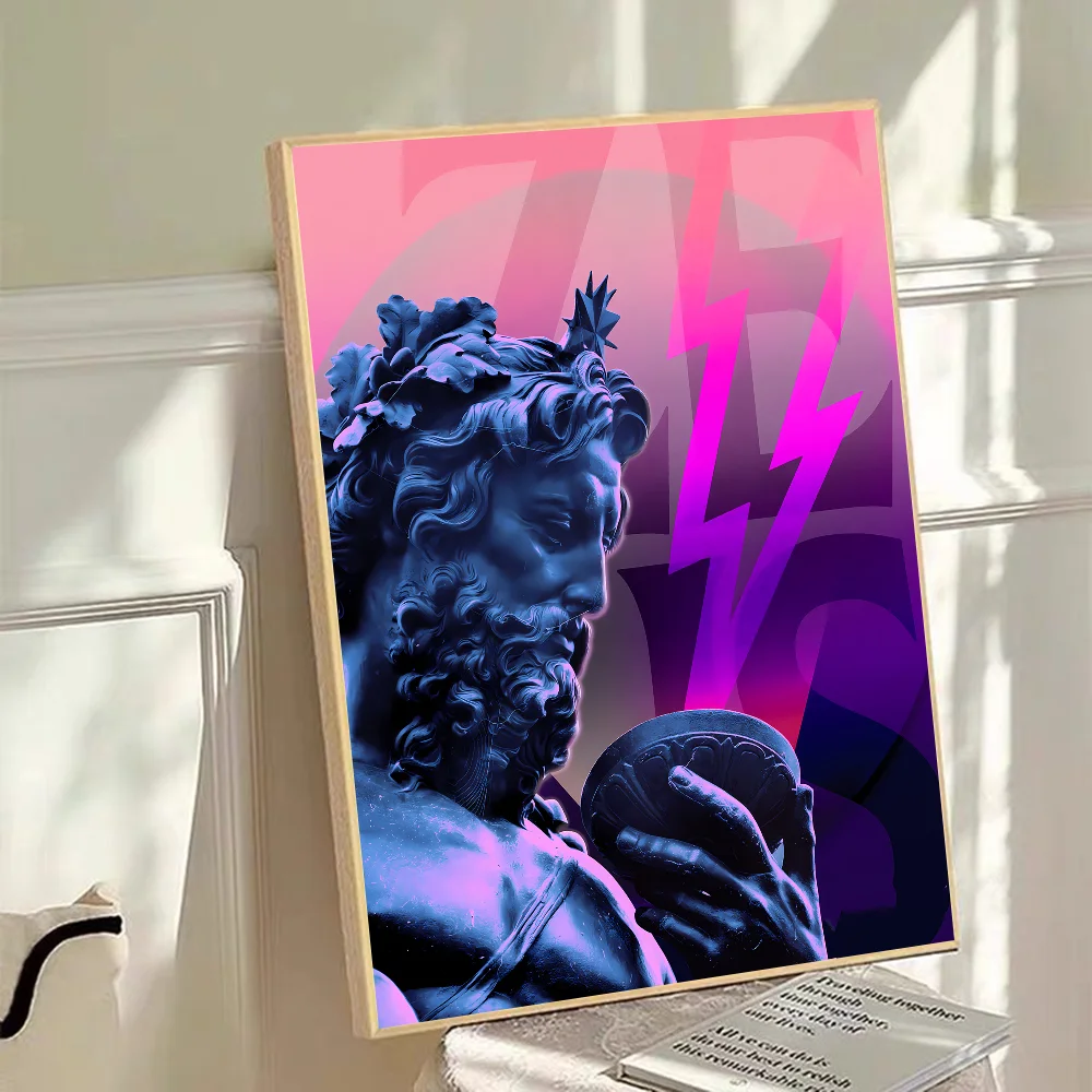 Zeus النحت أنيمي الملصقات لزجة ورق أبيض ملصق DIY غرفة بار مقهى Kawaii غرفة ديكور