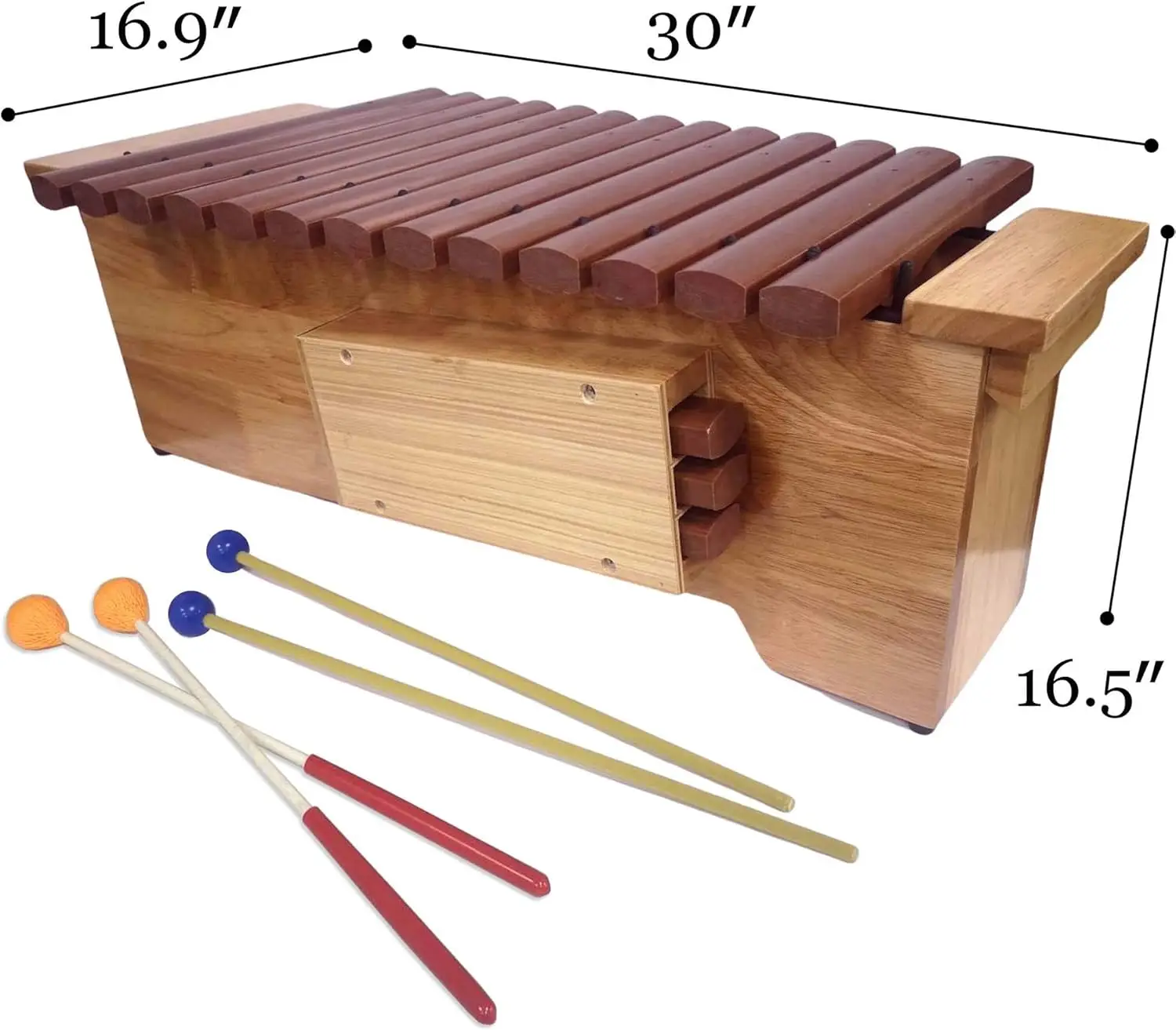 Xylophone with Resonator, 16 Fiberglass Keys, 2 Pairs of Mallets