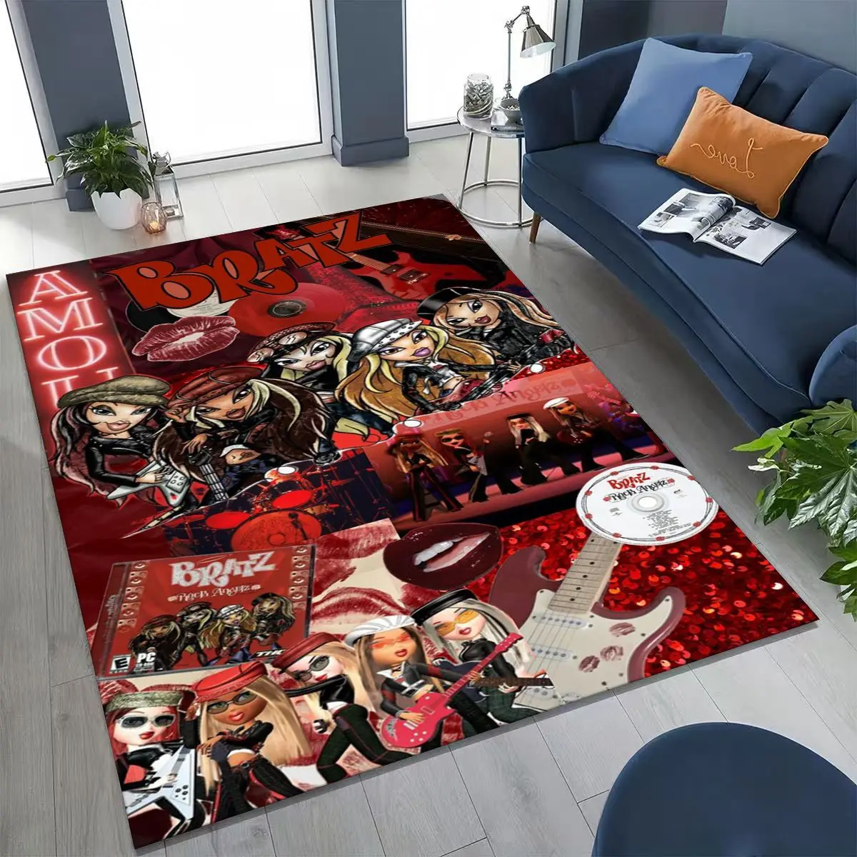 

Fashion Girls Bratz Doll Cartoon Art Rug for Bedroom Living Room Sofa Home Doormat Decor,Large Kids Play Non-slip Floor Mat Gift