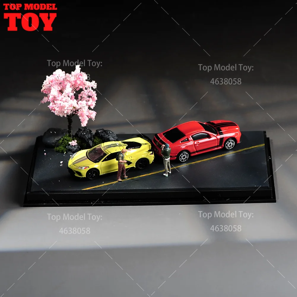 20.2X10.5X8.9cm Racing Track/Road Platform with Glass Scene Model Suitable For 1/64 and 1/43 Car Miniature Diorama Figure