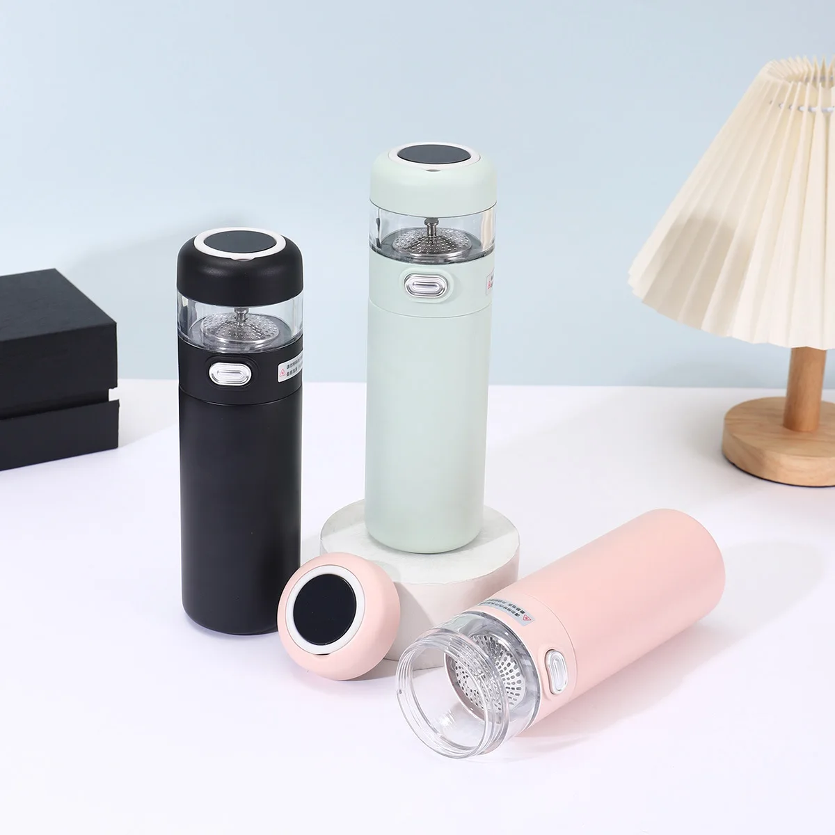 

New High Aesthetic Tea Water Separation Thermos With Carrying Handle For Home Office Outdoor Portable Brewing Cup