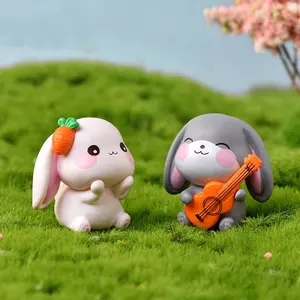 Reçine Tavşan Tavşan, Süsler gibi Sevimli, minyatürpeyzaj Aksesuarları, Ev, Masaüstü, Arabanın iç Dekorasyonu, Dıykeychain Dört parçadan oluşan bir Settir 6 Büyük satış, tavşan reçinesi-no. 2