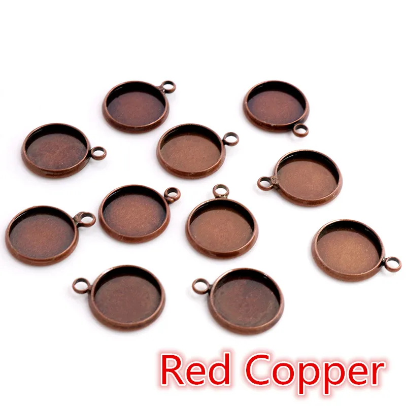 

50 шт 12 мм Внутренний размер железный материал покрытый медью круглый стиль кабошон основание Камея Установка поднос