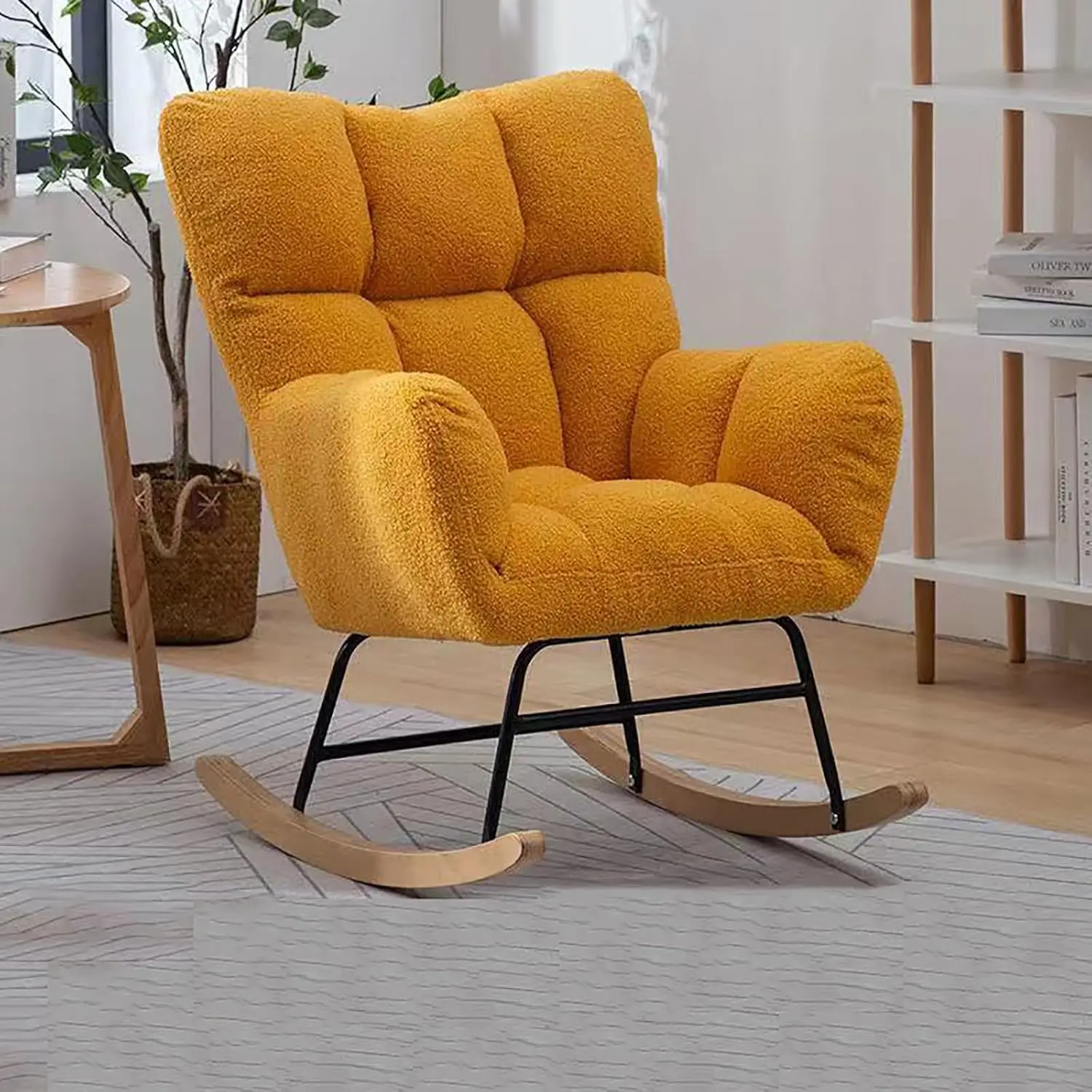 Footstool, for Living Room Bedroom OfficeLeisure Chair withoutfootstool Orange