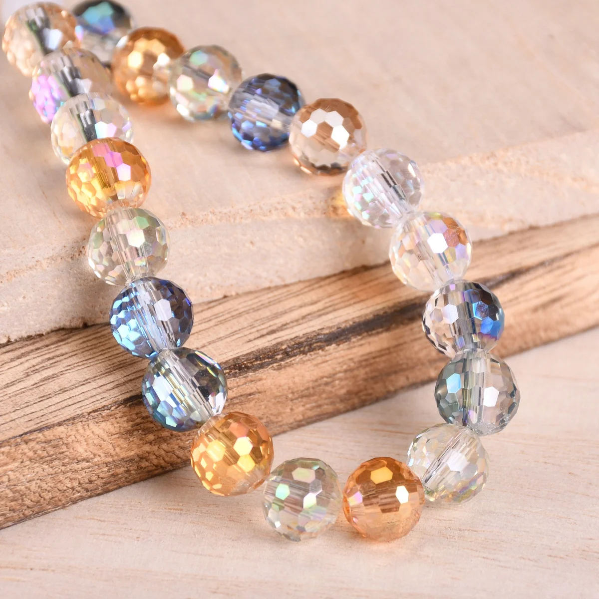 

30pcs Glossy Colorful Round 96 Facets 8mm Faceted Crystal Glass Loose Spacer Beads Lot For Jewelry Making Findings