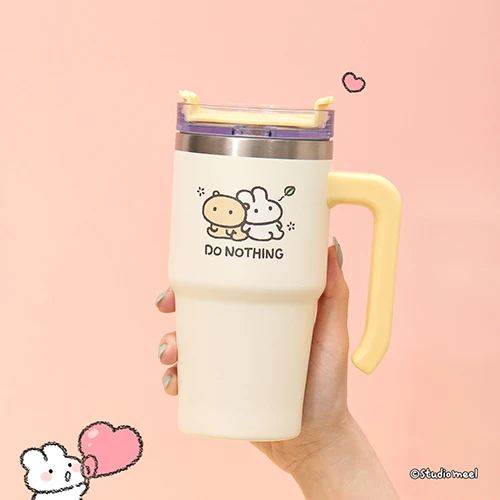 귀여운 토심이 캐릭터 텀블러 650ml 감성 디자인 스텐 빨대컵 학생 직장인 선물용 예쁜 물병