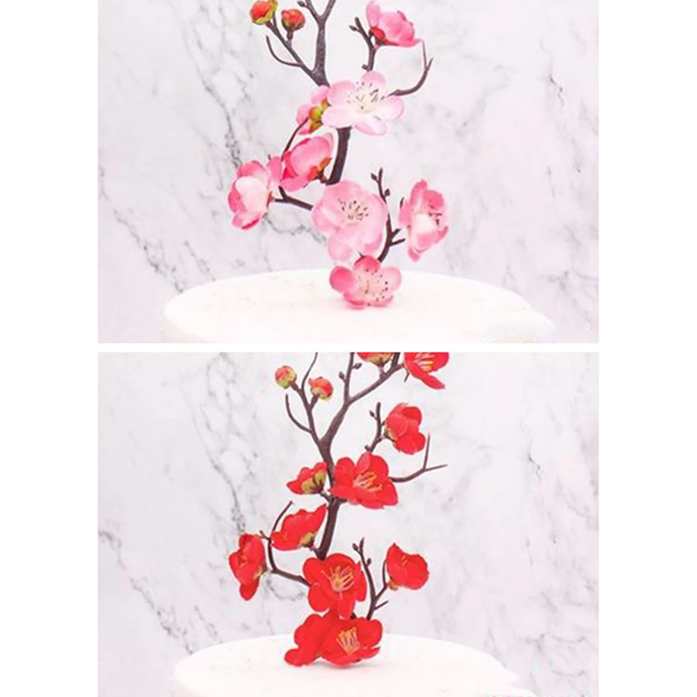

2 pcs Plum Blossom Shaped Cake Toppers Eco Friendly Safe Christmas Muffin Bread Fruit Decorations Plant Ornament Creative Food