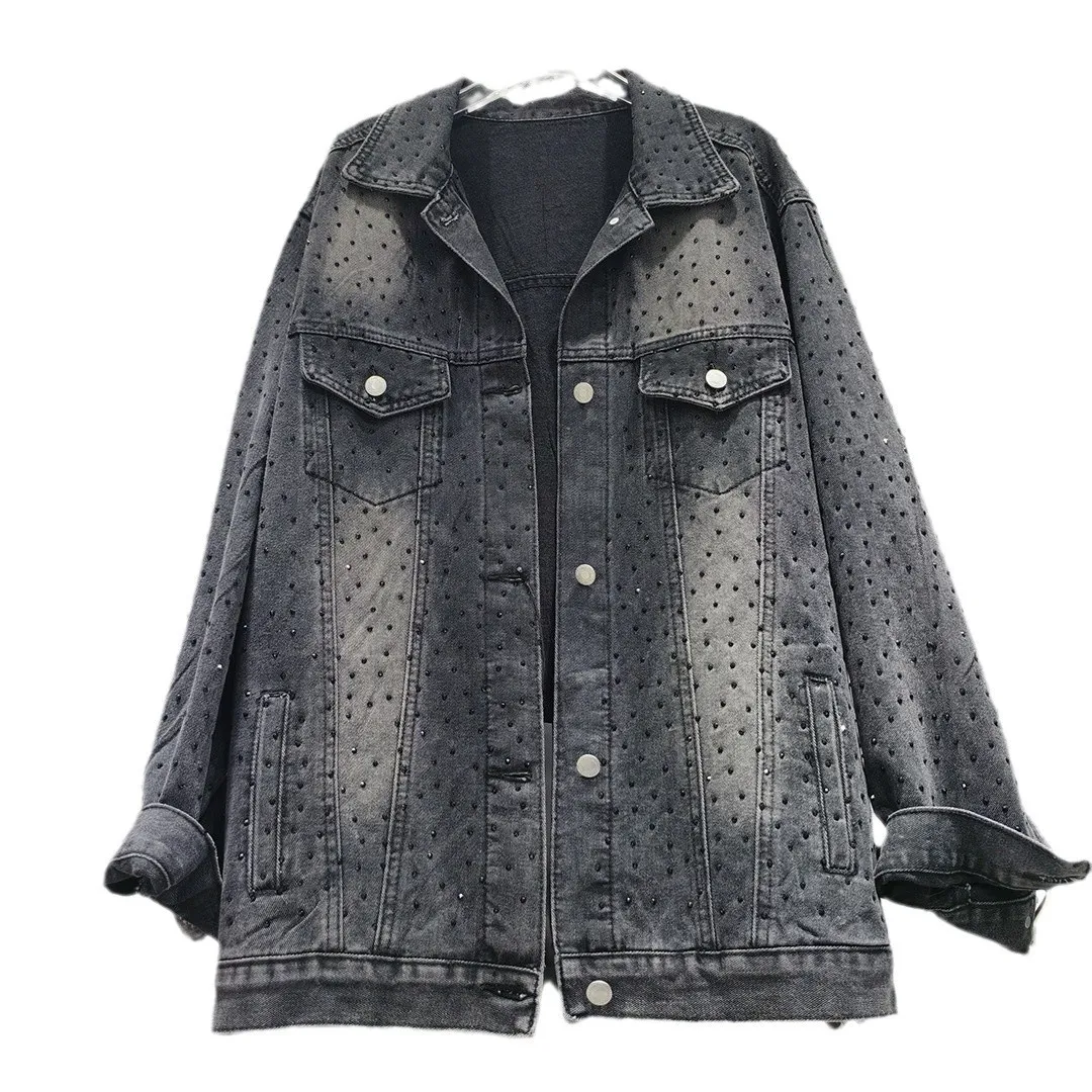 

Women's Rhinestone Denim Jacket, Spring/Autumn 2025 American Cool and Stylish Loose-fitting Couple Jacket