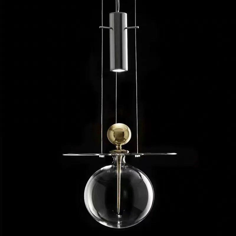 

Postmodern Simple Design Transparent Glass Ball LED Pendant Lamp for Bedroom Bedside Dining Room Art Decoration Chandelier Light