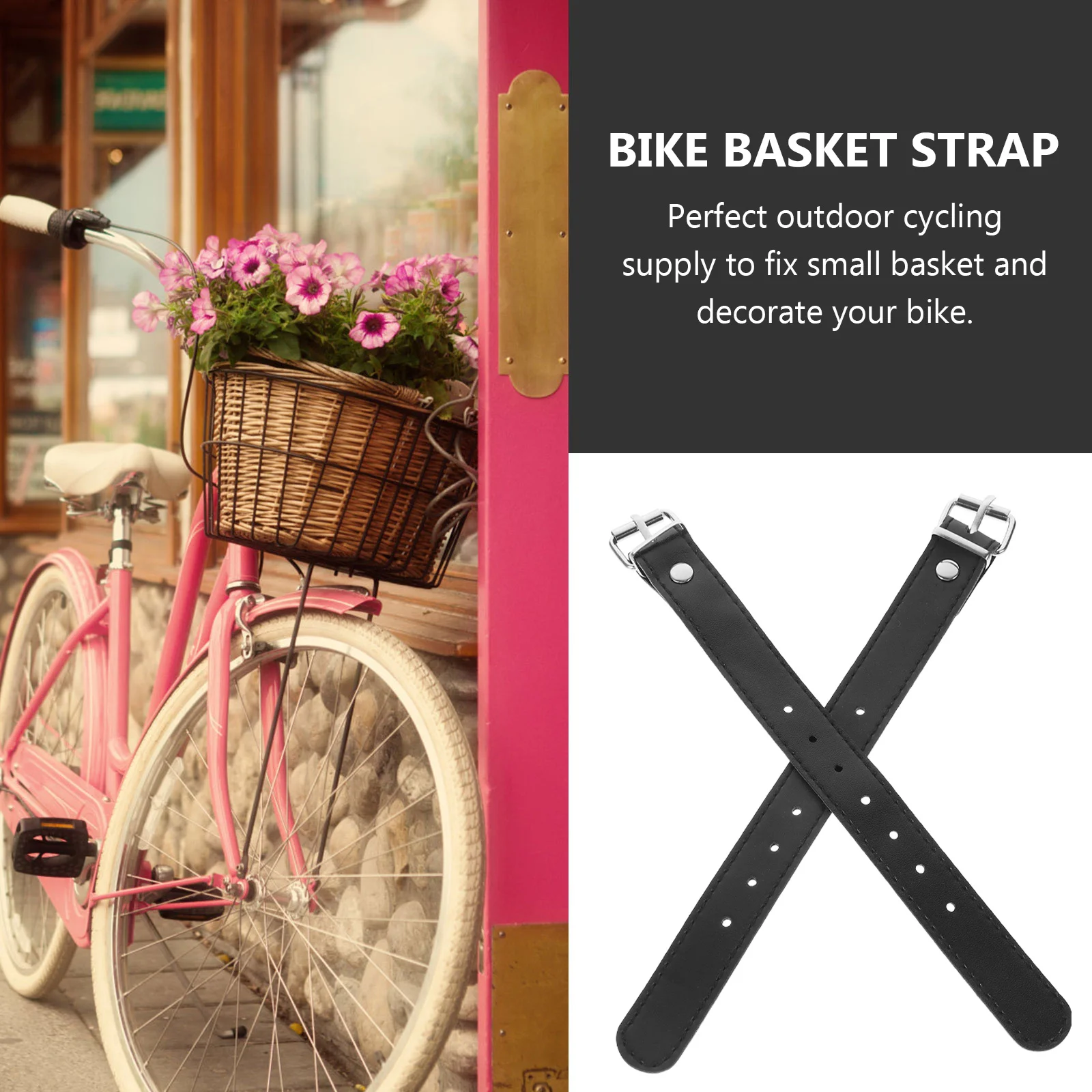 

1 Pair Basket Strap Belt Adjustable Durable Sturdy Handlebar Detachable Front Container Cycling Storage Part Supply