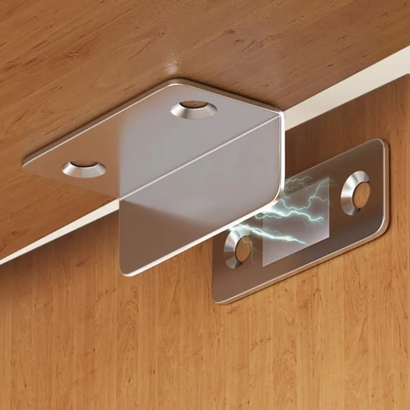 No Nail Needed Adhesive Drawer Magnet Cabinet Catches Stopper L-type Ultra Thin Door Strong Magnets Invisible Lock Closet Closer