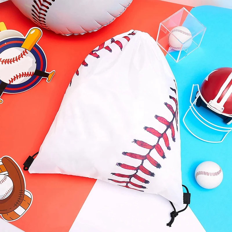 Drawstring Backpack Baseball Drawstring Bag Baseball Drawstring Favor Bags For Your Gym Class And Sports Teams,12Pack