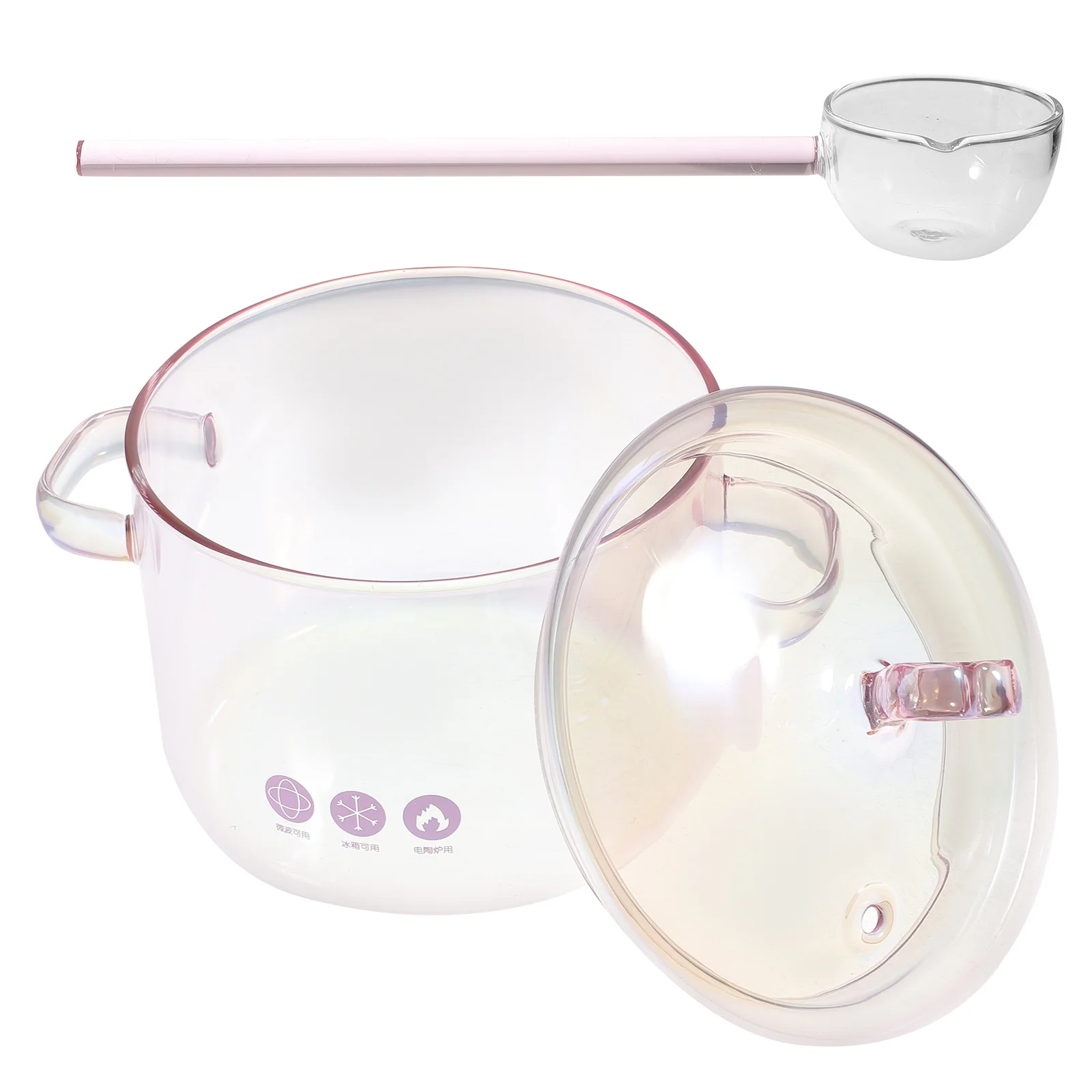 

1Set Glass Soup Pot Clear Design Large Cooking Pot for Noodles Soup Milk Braised Dishes Transparent Glass Cookware for Stove