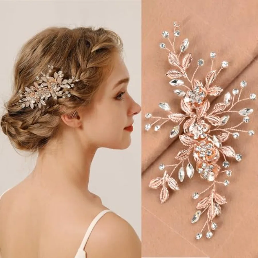 

Bridal Hair Accessories Wedding Hair Duckbill Clip for Brides, Handmade Rhinestone Hair Vine Wedding Head Pieces for Women and