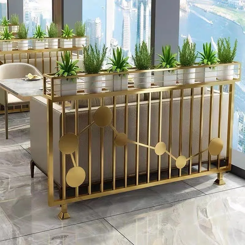 Card seat aisle baffle hot pot restaurant low partition half wall fence wrought iron glass restaurant screen