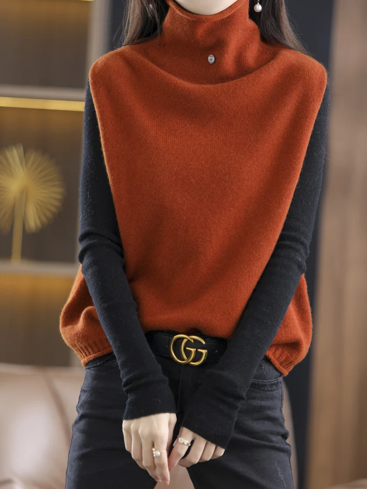

Merino 100% Pure Wool Knitted Sweater Sleeveless Women's Round Neck Fashionable Casual Vest