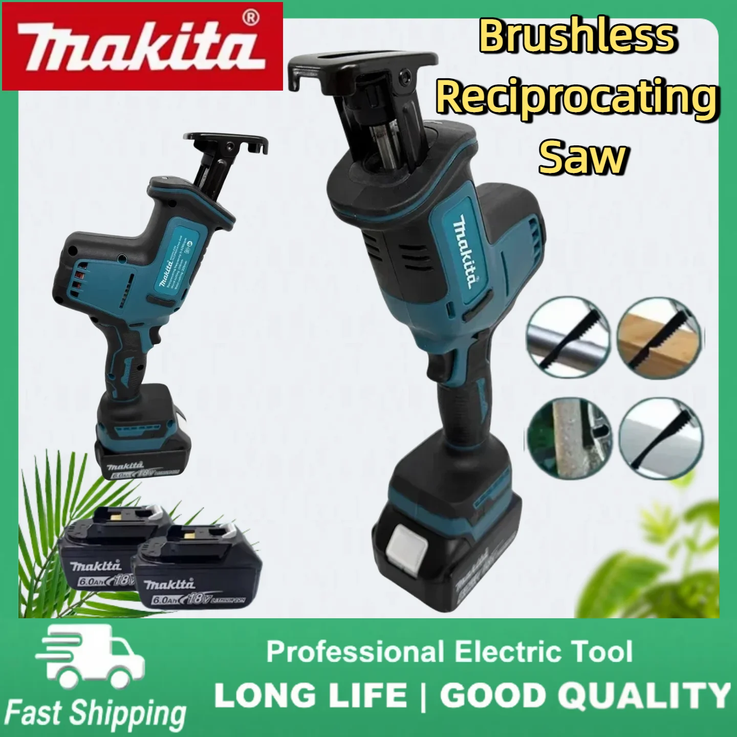 

Makita Cordless Brushless Reciprocating Saw, Speed Adjustable Portable Metal Wood Electric Saw Power Tool For Makita 18V Battery