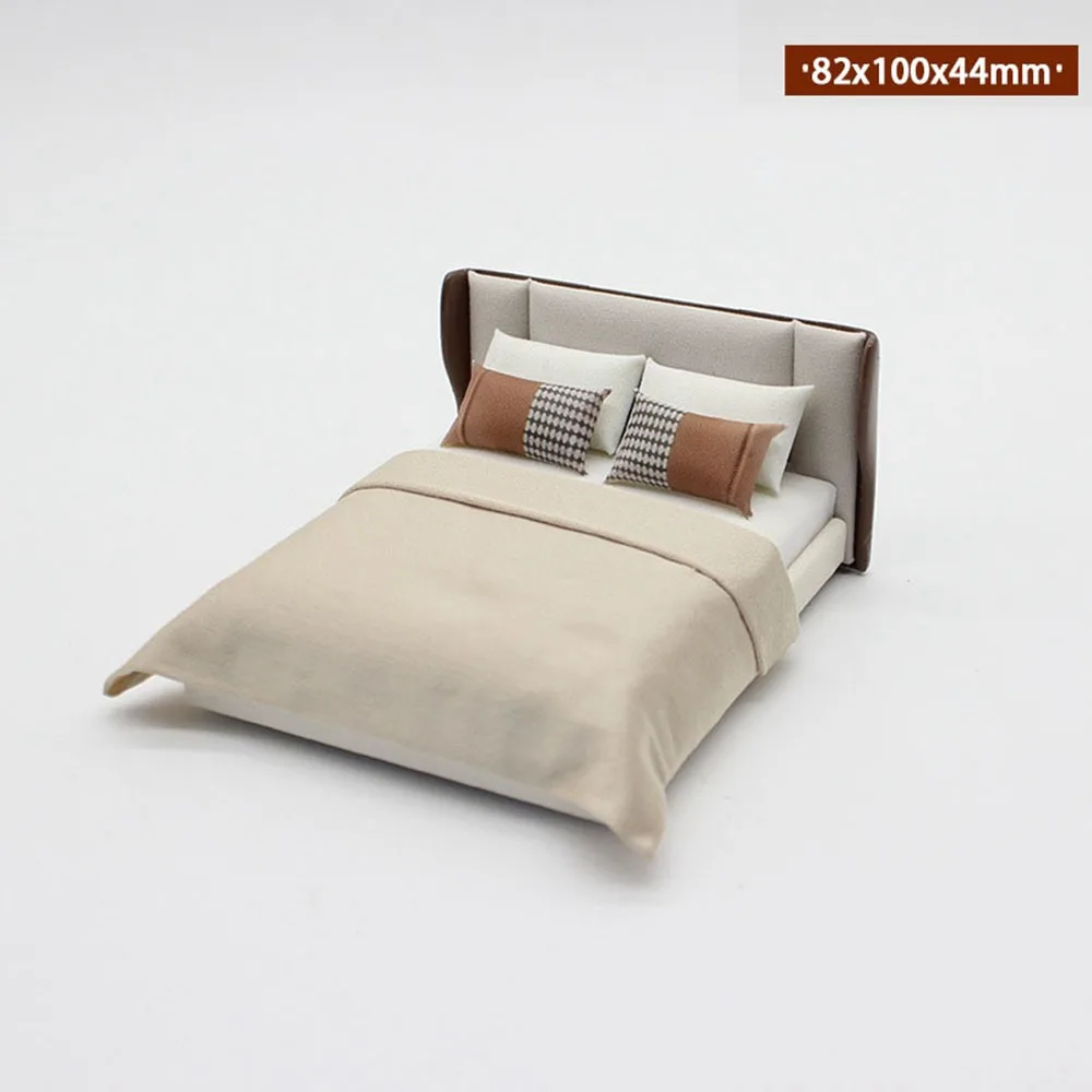 New 1:20 Dollhouse Miniature Bed Mini DIY White Bed Bedroom Furniture Dollhouse Decoration