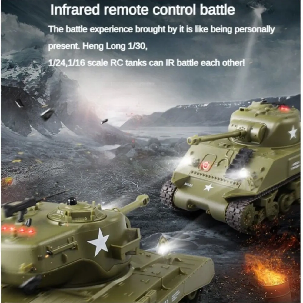Heng Long 1/30 RC Battle Tank Sherman M4A3 3841-01 2.4G Remote Control Miniature Toy Tanks Compact Play TH23393-SMT7 - view 2