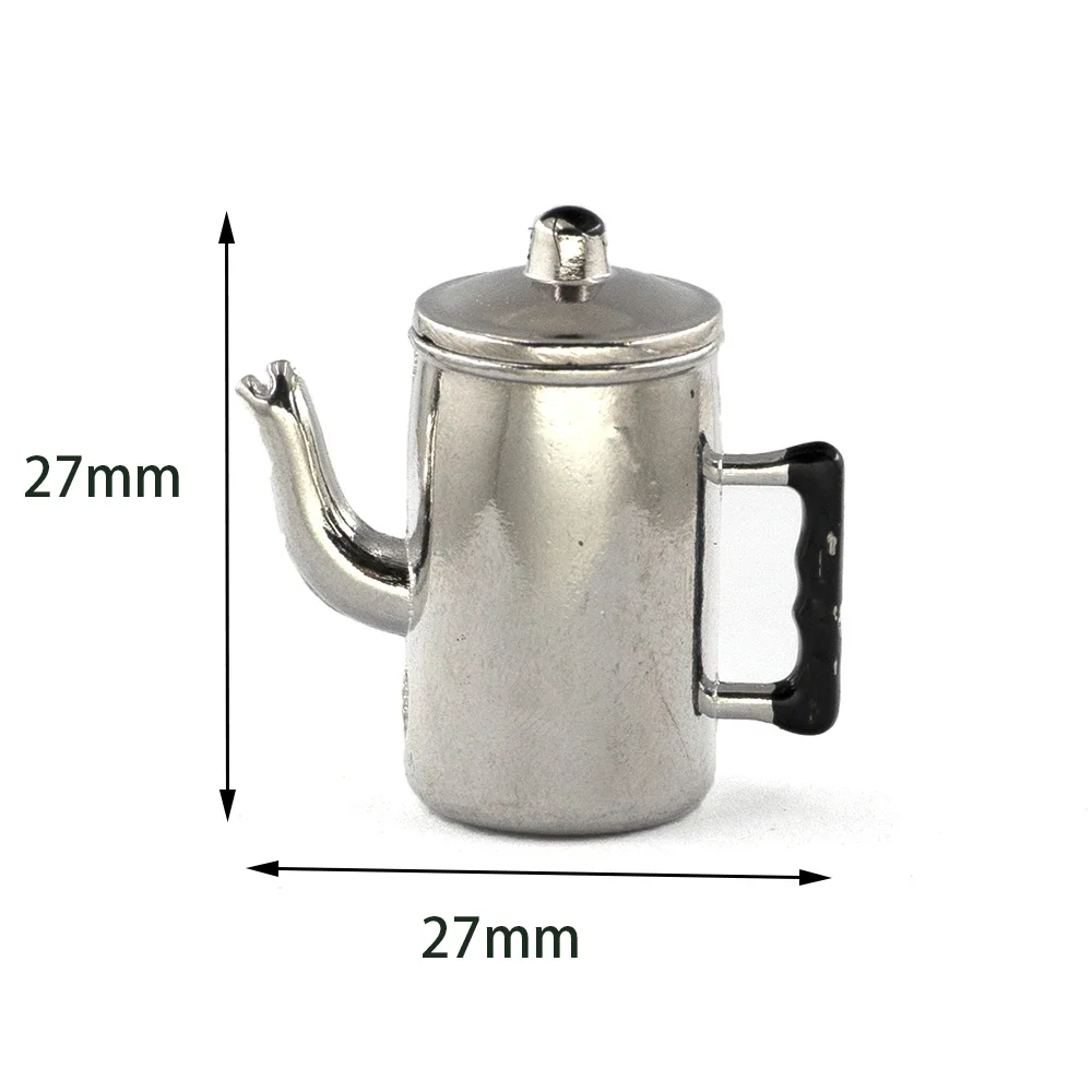 1/12 Dollhouse Miniature Accessories Mini Metal Milk Tea Pot Simulation Kettle Model for Doll House Home Decoration ob11 bjd