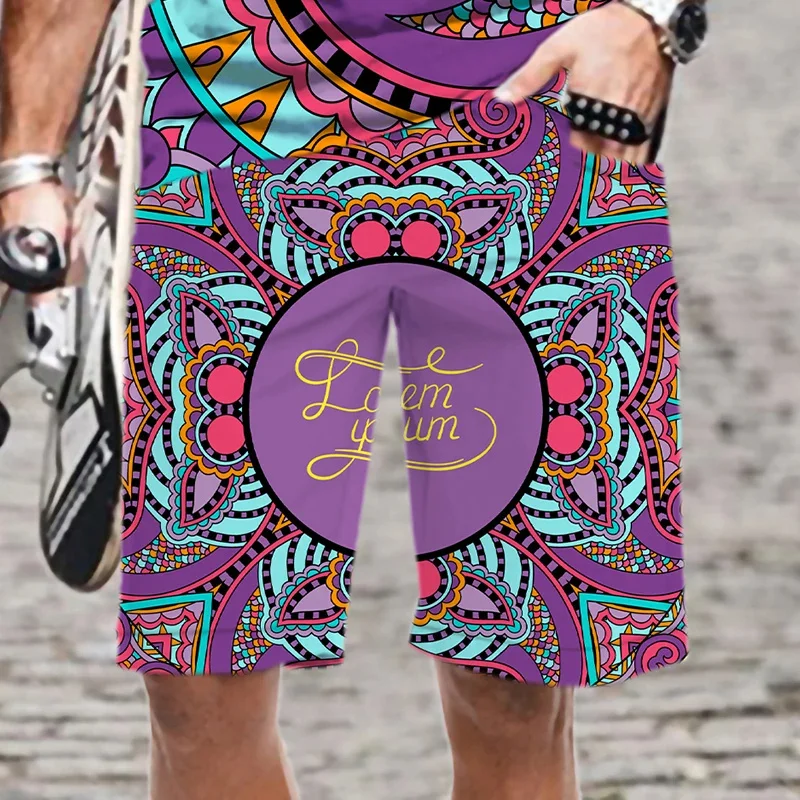 Harajuku 3D Exotic Ethnic Patterns Printed Beach Shorts Men Summer Vintage Swim Pants Fashion Streetwear Cool Trunk Board Shorts