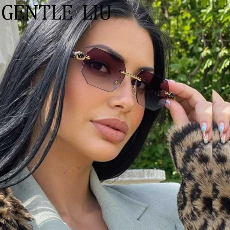 

Punk Rectangle Rimless Sunglasses Women 2026 Luxury Brand Vintage Polygon Sun Glasses For Ladies Trendy Outdoor Eyewear Shades