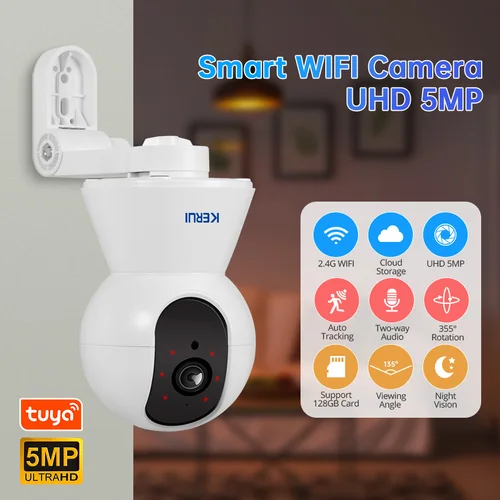 KERUI-minicámara IP inteligente Tuya, 4K, 8MP, WiFi, soporte, interior, inalámbrica, seguridad para el hogar, IA, detección humana, cámara de vigilancia CCTV