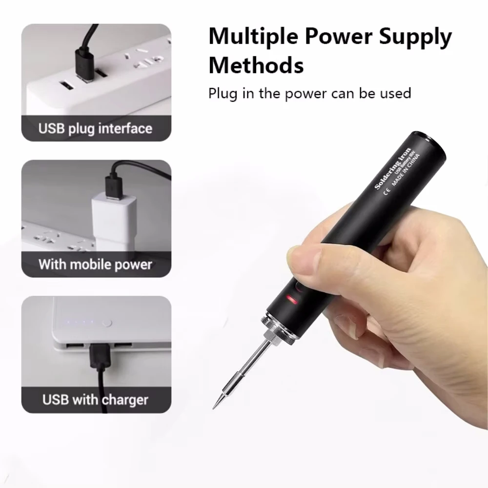 Ferro de solda sem fio usb recarregável portátil kit de ferro de solda 15w temperatura ajustável ferramenta de reparo eletrônico