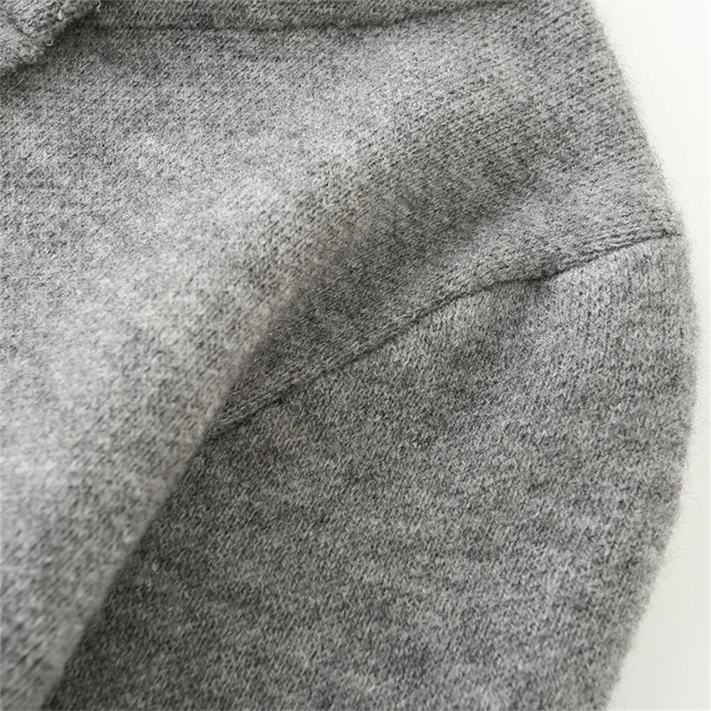 Autumn and winter new women's clothing temperament gray lace up knitted coat with split sleeves sweater jacket