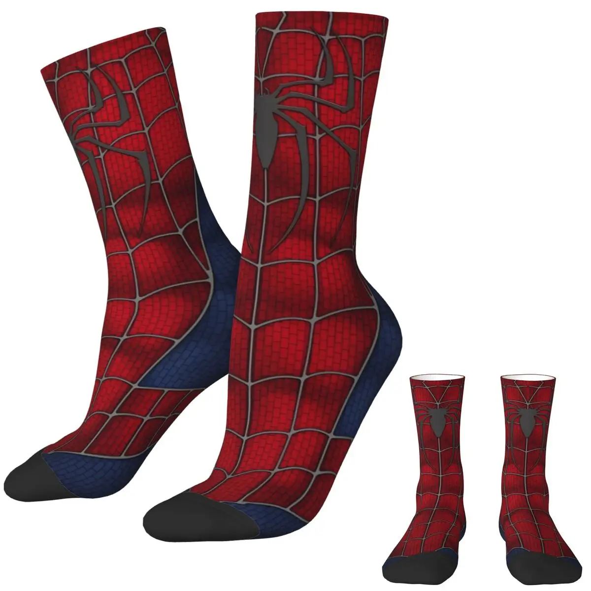 Chaussettes gothiques imprimées Spider-Man, bas antibactériens, chaussettes souples pour le cyclisme, le couple, les objets, l'automne