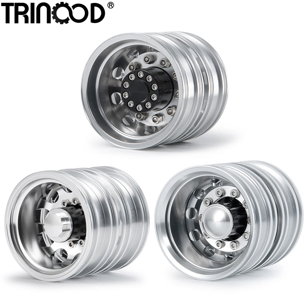 TRINOOD Aluminum Alloy Rear Wheel Hub 10 Spokes Wheel Rim for Tamiya 1/14 RC Tractor Trailer Cargo Tow Drag Truck Car Parts