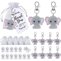 10 shower gift set, customer return gift, elephant keychain, hard gauze bag, and thank-you label, shower birthday party gift