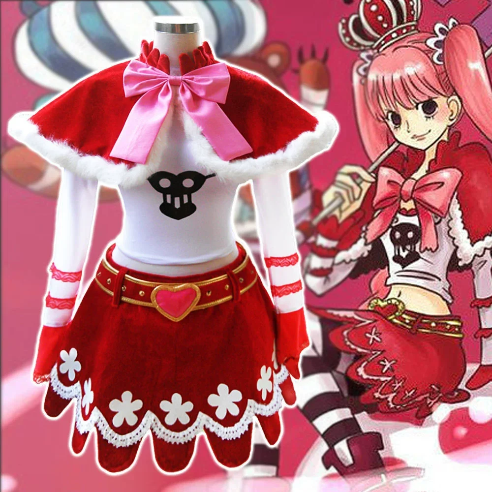 Disfraz de Anime Perona, disfraz de pirata, peluca de princesa Mononoke, conjunto de capa y falda roja para mujeres y niñas, disfraces de Cosplay